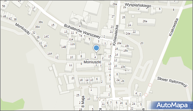 Mrągowo, Moniuszki Stanisława, 6a, mapa Mrągowo
