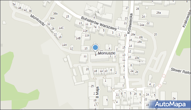 Mrągowo, Moniuszki Stanisława, 9, mapa Mrągowo