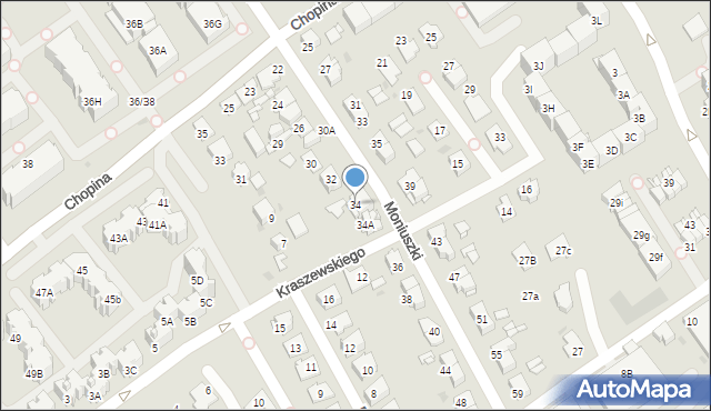 Mysłowice, Moniuszki Stanisława, 34, mapa Mysłowice