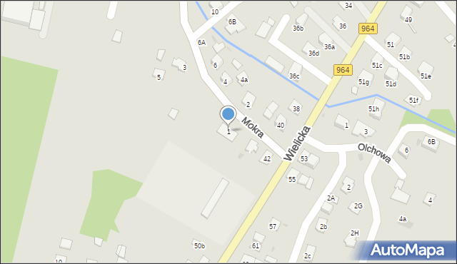 Niepołomice, Mokra, 1, mapa Niepołomice