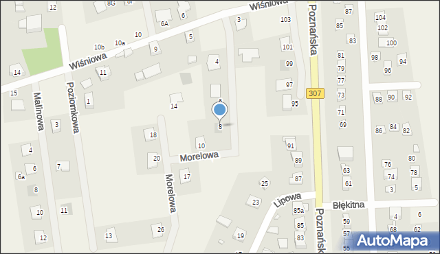 Niepruszewo, Morelowa, 8, mapa Niepruszewo