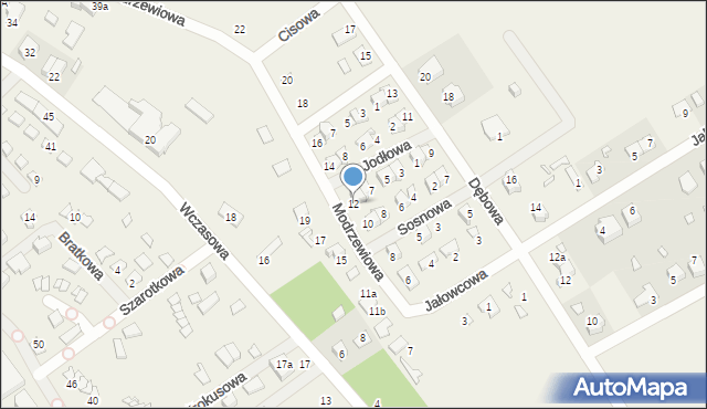 Nowy Dębiec, Modrzewiowa, 12, mapa Nowy Dębiec