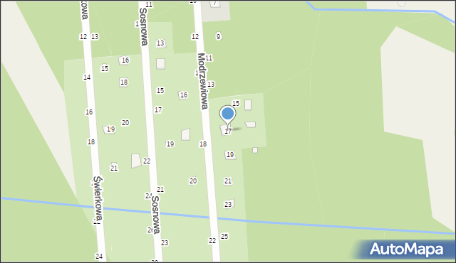 Nowy Prażmów, Modrzewiowa, 17, mapa Nowy Prażmów