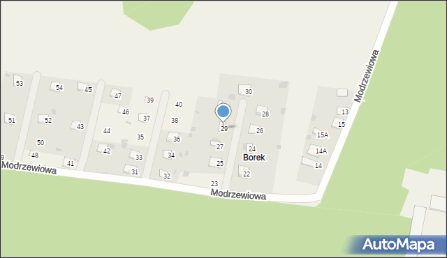 Oksa, Modrzewiowa, 29, mapa Oksa