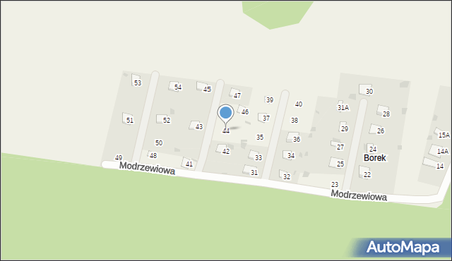 Oksa, Modrzewiowa, 44, mapa Oksa