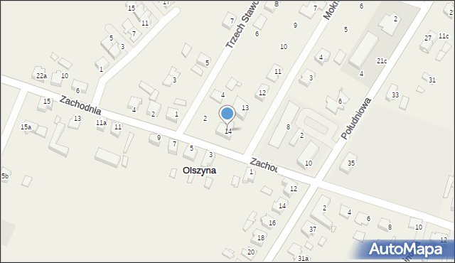 Olszyna, Mokra, 14, mapa Olszyna