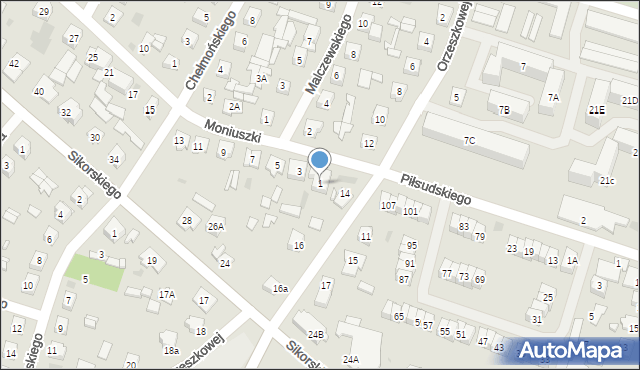 Ostrów Mazowiecka, Moniuszki Stanisława, 1, mapa Ostrów Mazowiecka