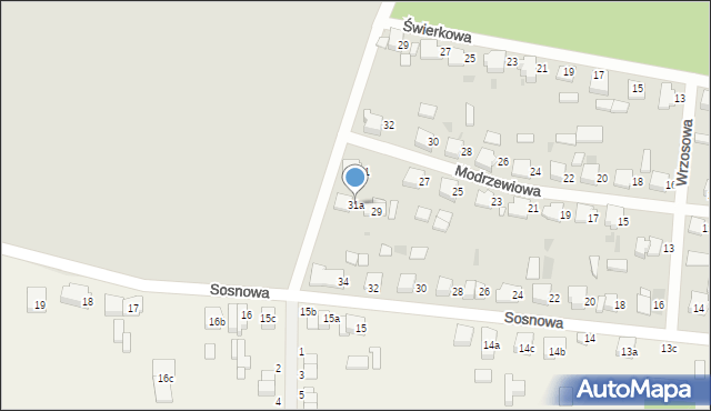 Ostrów Wielkopolski, Modrzewiowa, 31a, mapa Ostrów Wielkopolski