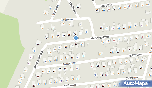 Ostrowiec Świętokrzyski, Modrzewiowa, 19, mapa Ostrowiec Świętokrzyski