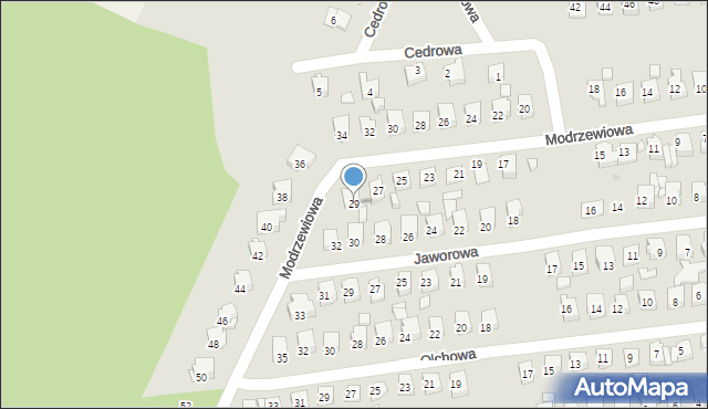 Ostrowiec Świętokrzyski, Modrzewiowa, 29, mapa Ostrowiec Świętokrzyski
