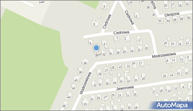 Ostrowiec Świętokrzyski, Modrzewiowa, 34, mapa Ostrowiec Świętokrzyski