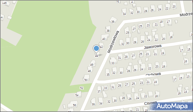 Ostrowiec Świętokrzyski, Modrzewiowa, 44, mapa Ostrowiec Świętokrzyski