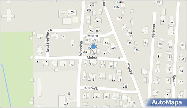 Ostrowiec Świętokrzyski, Mokra, 1a, mapa Ostrowiec Świętokrzyski