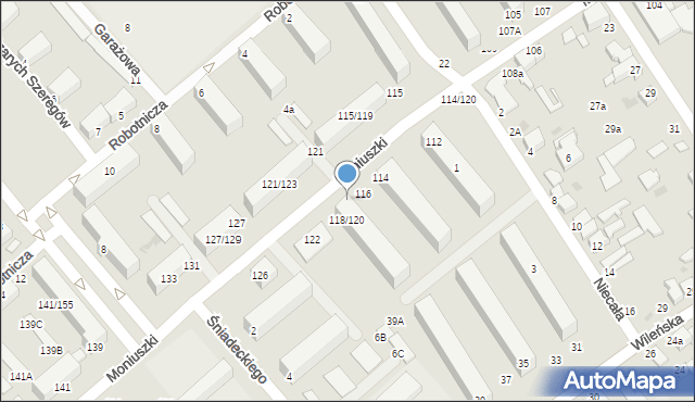 Pabianice, Moniuszki Stanisława, 118, mapa Pabianic