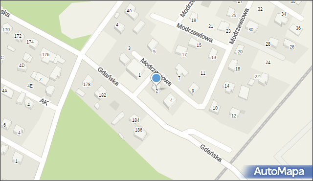 Pępowo, Modrzewiowa, 2, mapa Pępowo