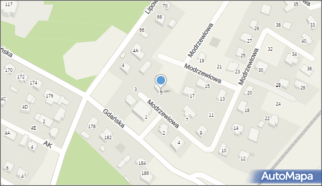 Pępowo, Modrzewiowa, 5, mapa Pępowo