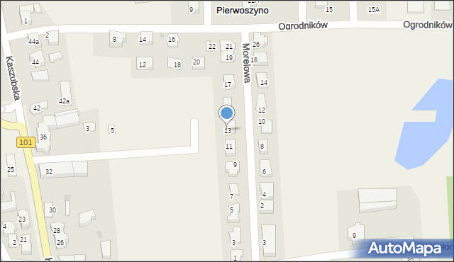 Pierwoszyno, Morelowa, 13, mapa Pierwoszyno