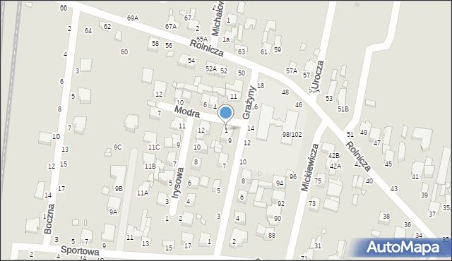 Piotrków Trybunalski, Modra, 1, mapa Piotrków Trybunalski