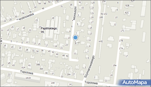 Piotrków Trybunalski, Moniuszki Stanisława, 9, mapa Piotrków Trybunalski