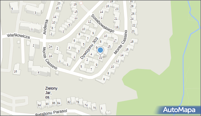 Płock, Monte Cassino, 11, mapa Płock