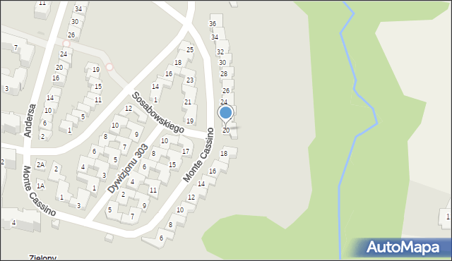 Płock, Monte Cassino, 20, mapa Płock