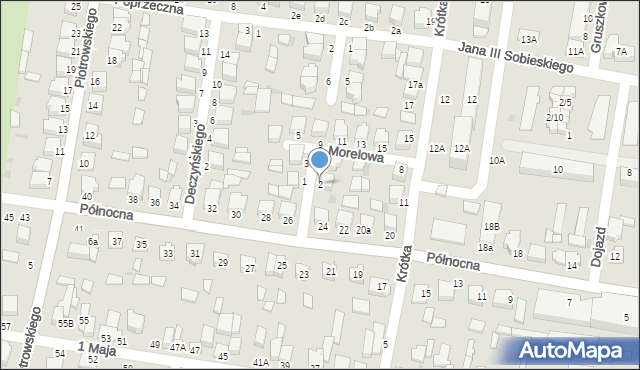Poddębice, Morelowa, 2, mapa Poddębice