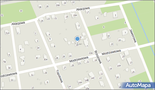 Podkowa Leśna, Modrzewiowa, 22, mapa Podkowa Leśna