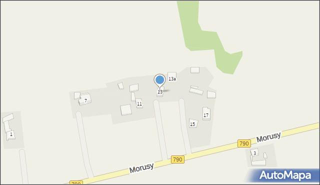 Podzamcze, Morusy, 13, mapa Podzamcze