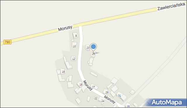 Podzamcze, Morusy, 25, mapa Podzamcze