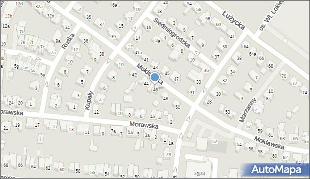 Poznań, Mołdawska, 46, mapa Poznania