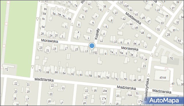 Poznań, Morawska, 11a, mapa Poznania