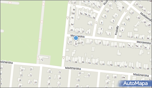 Poznań, Morawska, 21, mapa Poznania