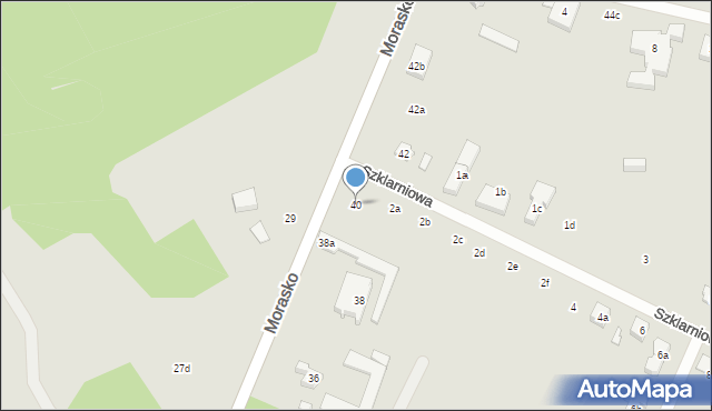 Poznań, Morasko, 40, mapa Poznania