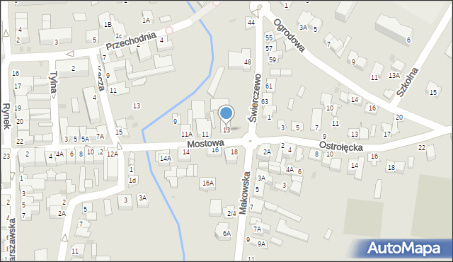 Przasnysz, Mostowa, 13, mapa Przasnysz