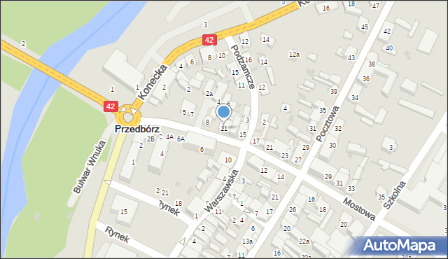 Przedbórz, Mostowa, 11, mapa Przedbórz