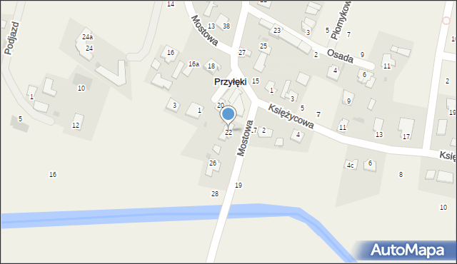 Przyłęki, Mostowa, 22, mapa Przyłęki