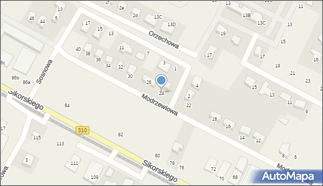 Psarskie, Modrzewiowa, 24, mapa Psarskie