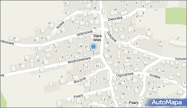 Psary, Modrzewiowa, 2, mapa Psary