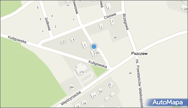 Pszczew, Modrzewiowa, 1, mapa Pszczew