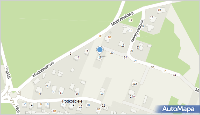 Pysznica, Modrzewiowa, 18, mapa Pysznica