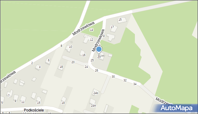 Pysznica, Modrzewiowa, 23, mapa Pysznica