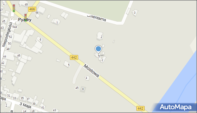 Pyzdry, Mostowa, 3, mapa Pyzdry