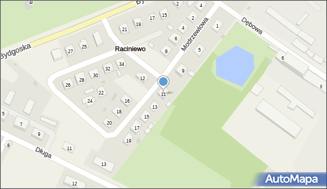 Raciniewo, Modrzewiowa, 11, mapa Raciniewo