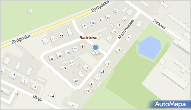 Raciniewo, Modrzewiowa, 12, mapa Raciniewo