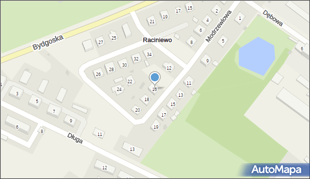 Raciniewo, Modrzewiowa, 16, mapa Raciniewo