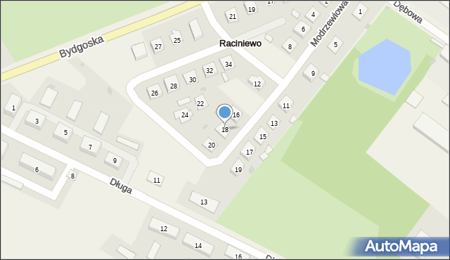 Raciniewo, Modrzewiowa, 18, mapa Raciniewo