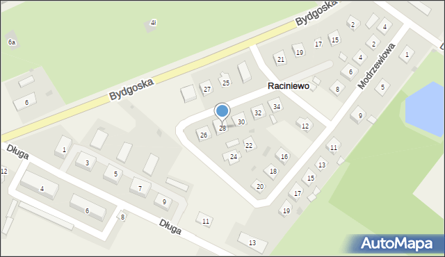 Raciniewo, Modrzewiowa, 28, mapa Raciniewo