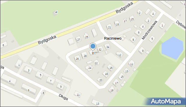 Raciniewo, Modrzewiowa, 30, mapa Raciniewo