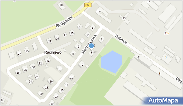 Raciniewo, Modrzewiowa, 5, mapa Raciniewo