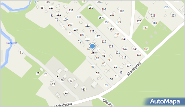 Radawa, Mołodycka, 67, mapa Radawa